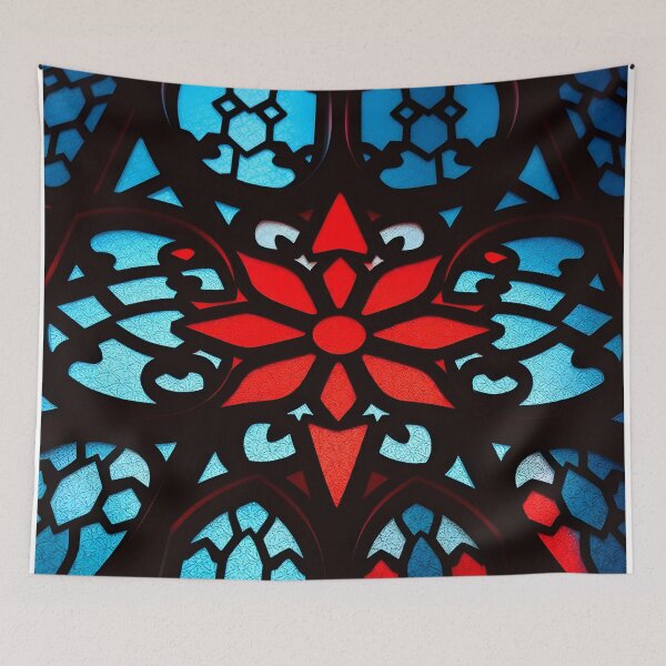 Item preview, Red Floral Stained Glass designed and sold by Sachie's Studio.