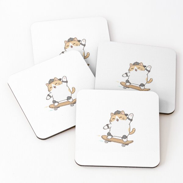 Item preview, Skater Kitty Unleashed: Cute Chubby Cat on Skateboard - Noopnyang Studio designed and sold by NoopnyangStudio.