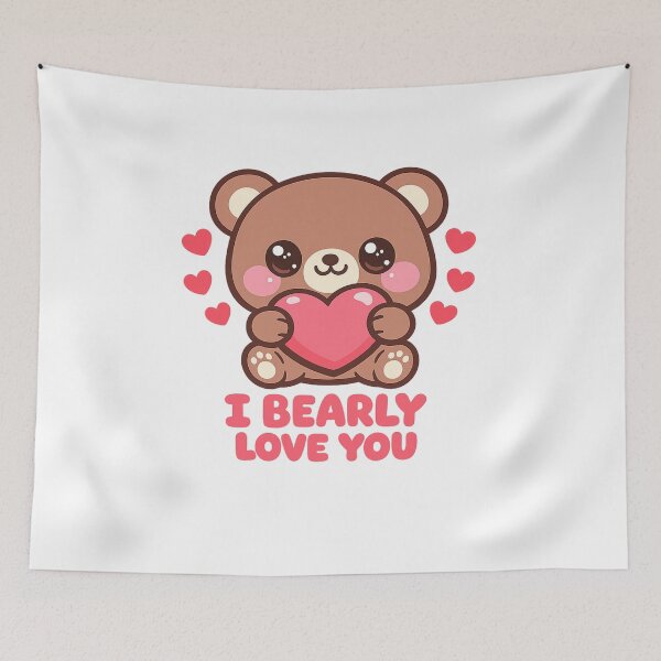 Item preview, I Bearly Love You – Cute Kawaii Bear Valentine Heart Design designed and sold by RonBear-Designs.