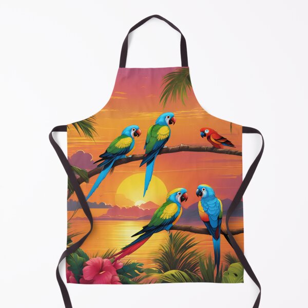 Item preview, Colorful Tropical Parrots at Sunset Shore designed and sold by CASASIS_MERCH.