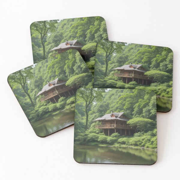 Item preview, Riverside Serenity – Serene Forest River Landscape Art Print designed and sold by PrithviApparels.