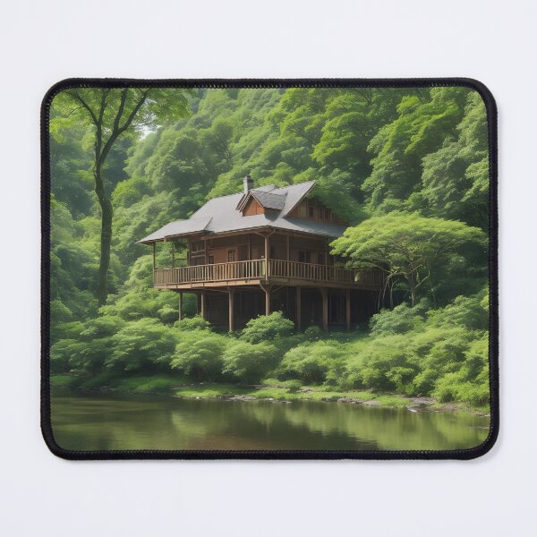 Item preview, Riverside Serenity – Serene Forest River Landscape Art Print designed and sold by PrithviApparels.