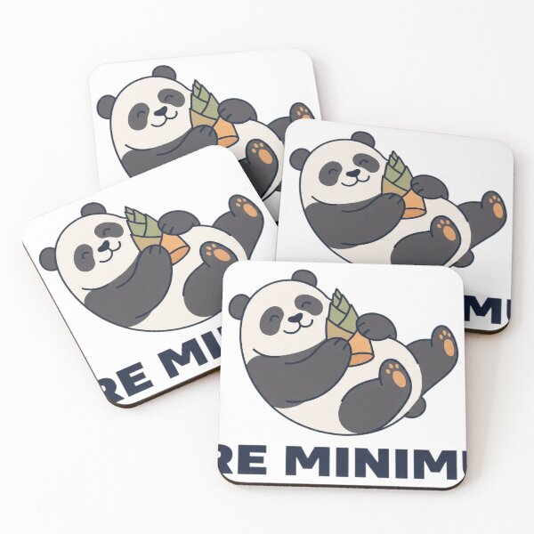 Item preview, Cute cartoon panda holding bamboo shoots, with the text "BARE MINIMUM" below designed and sold by rajeshbac.