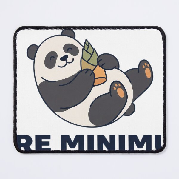 Item preview, Cute cartoon panda holding bamboo shoots, with the text "BARE MINIMUM" below designed and sold by rajeshbac.