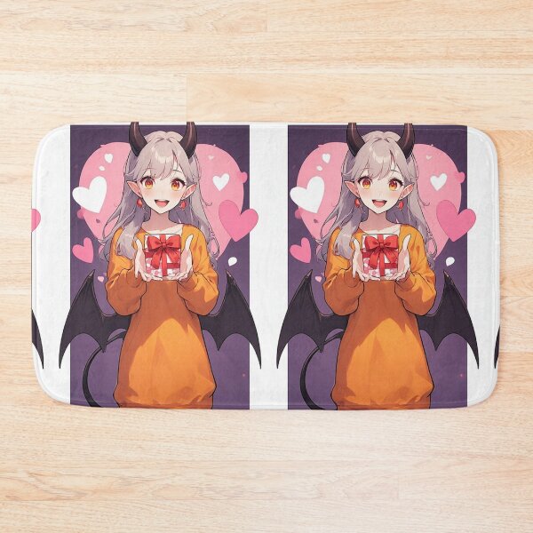 Item preview, Cute anime demon girl with gift designed and sold by ArtsJulian.