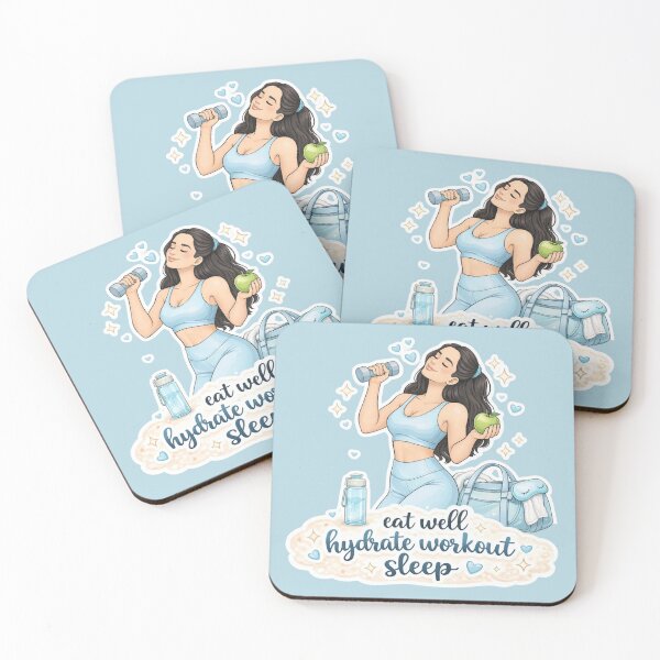 Item preview, Eat healthily, drink plenty of water, exercise, sleep, fitness, motivation quote designed and sold by Annika Shurafa.