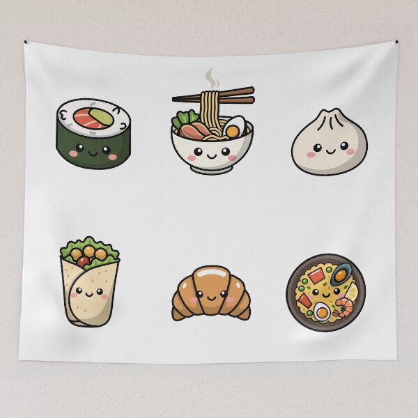 Item preview, Cute Kawaii Food Icons Set - Smiling Sushi, Ramen, Dumpling & More designed and sold by RyanBelandres.