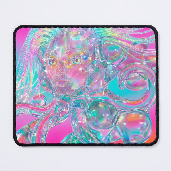Item preview, Holographic Glass Girl Dreamy Pastel Portrait designed and sold by maboroshilab.