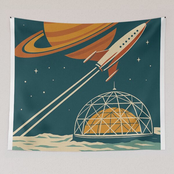 Item preview, Retro Future Space Dome Hotel - Vintage Galactic Travel Poster designed and sold by TSE DESIGN.