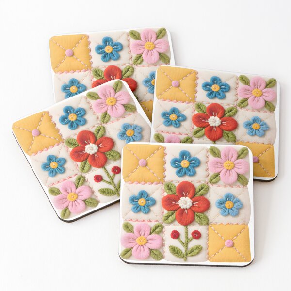 Item preview, Floral Patchwork Print Quilt Block No. 1 designed and sold by Harkins-House.