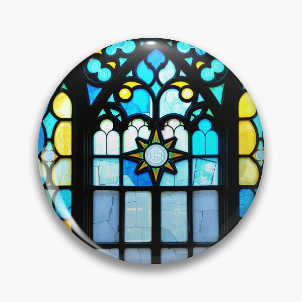 Item preview, Blue and Yellow Gothic Window Stained Glass designed and sold by Sachie's Studio.