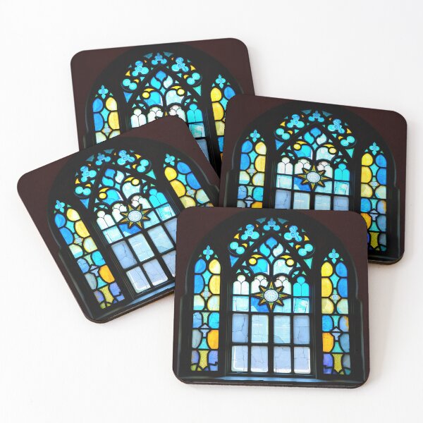 Item preview, Blue and Yellow Gothic Window Stained Glass designed and sold by Sachie's Studio.