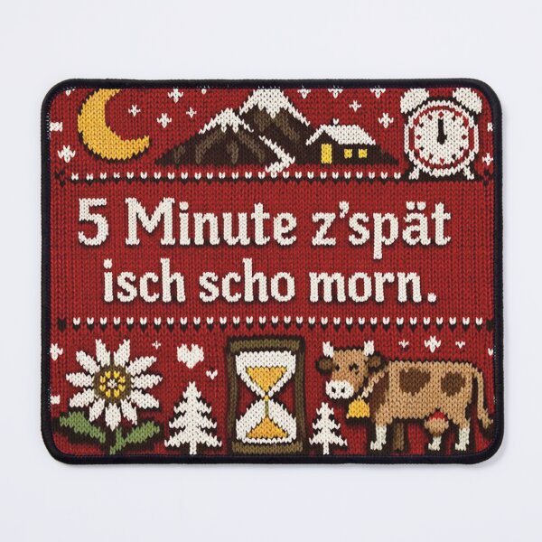 Item preview, Swiss punctuality: 5 minutes late. Funny knitwear design. designed and sold by Mauswohn.
