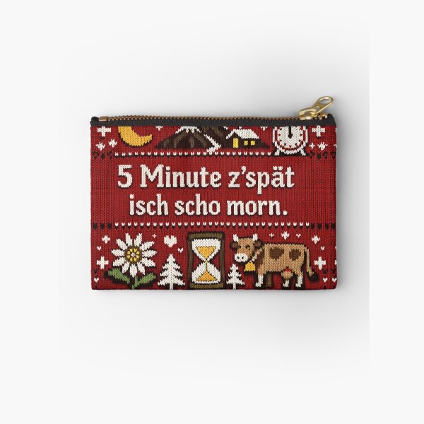 Item preview, Swiss punctuality: 5 minutes late. Funny knitwear design. designed and sold by Mauswohn.