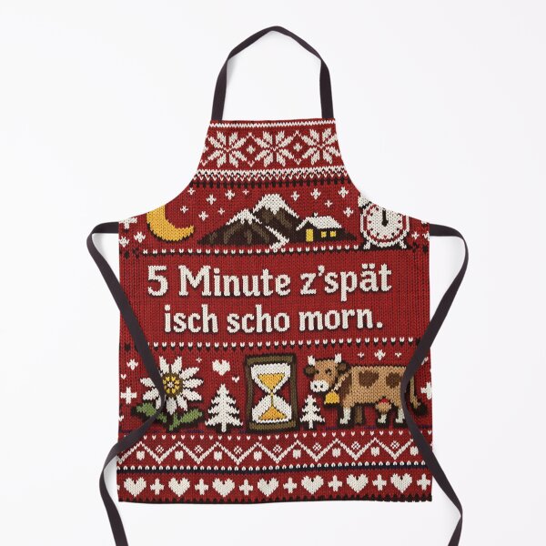 Item preview, Swiss punctuality: 5 minutes late. Funny knitwear design. designed and sold by Mauswohn.