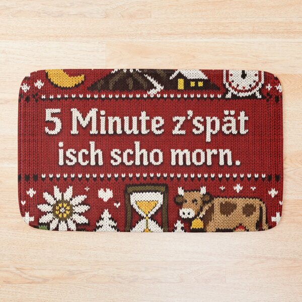 Item preview, Swiss punctuality: 5 minutes late. Funny knitwear design. designed and sold by Mauswohn.