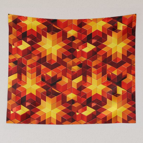 Item preview, Ember Cube Mosaic designed and sold by Kaleidoscope Print.