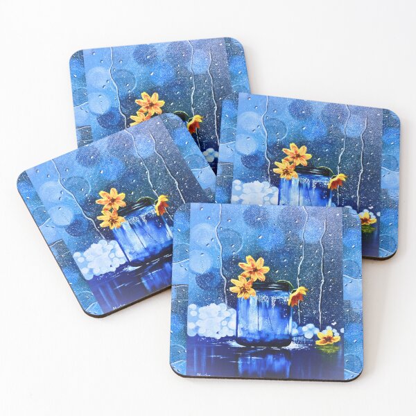Item preview, Rainy Day Flowers Painting | Blue Jar Still Life Art | Moody Floral Wall Art | Hopeful Rain Artwork designed and sold by InPrintedWord.