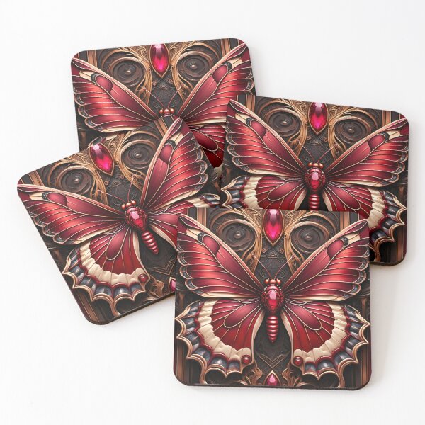 Item preview, Ruby Art Nouveau Butterfly designed and sold by Kaleidoscope Print.