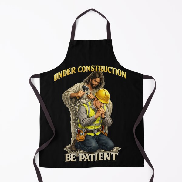 Item preview, Under Construction Be Patient – Christian Faith Jesus Builder Inspirational Art designed and sold by Alpha Omega Shop.