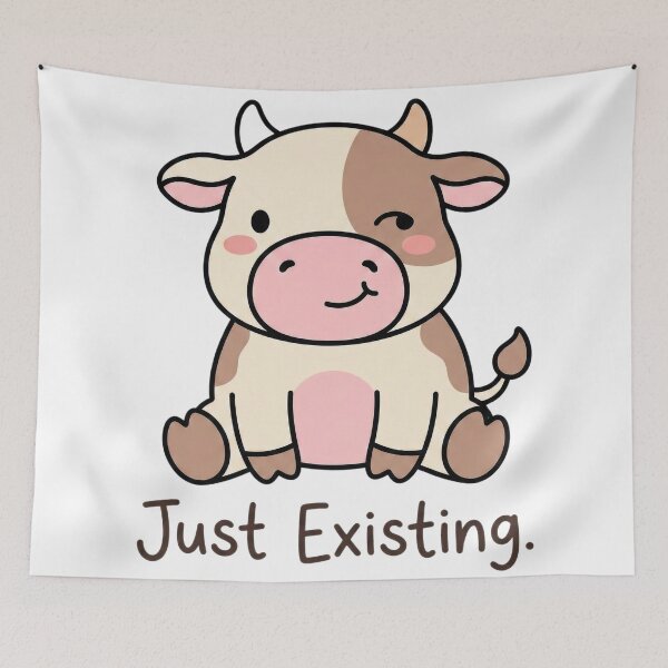 Item preview, Cute cartoon cow winking and sitting with a smile, conveying a relaxed mood designed and sold by rajeshbac.