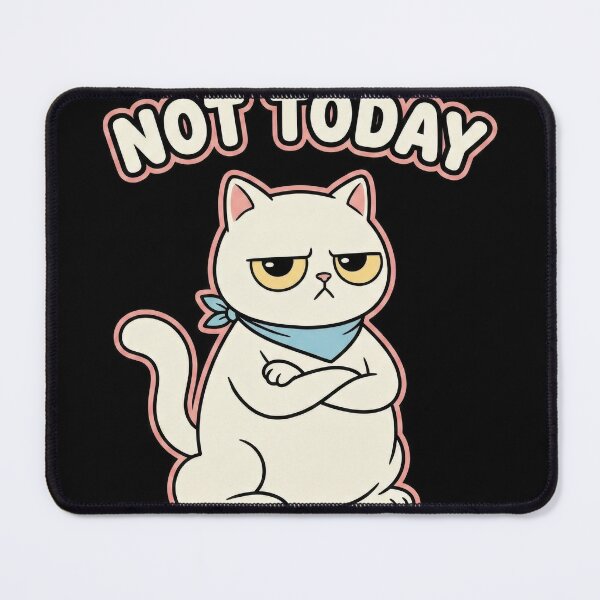 Item preview, Grumpy cat with arms crossed and text 'NOT TODAY' above, expressing defiance and attitude designed and sold by rajeshbac.
