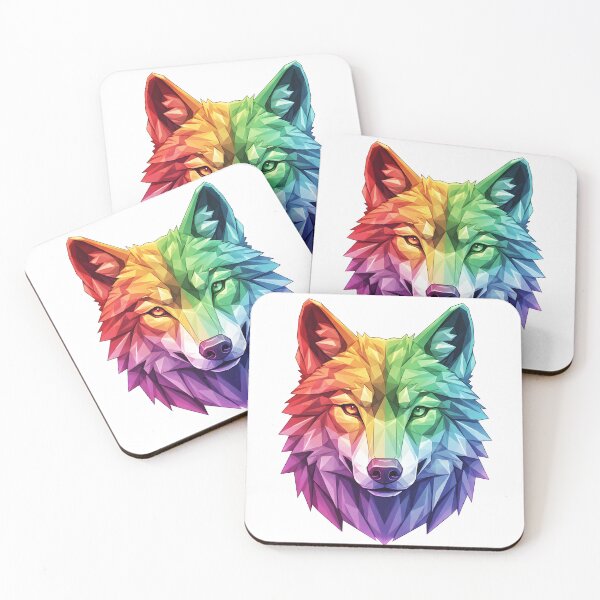 Item preview, Rainbow Crystal Wolf – Colorful Geometric Diamond Animal Art designed and sold by RBToper.