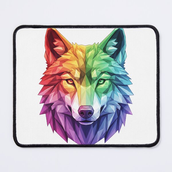 Item preview, Rainbow Crystal Wolf – Colorful Geometric Diamond Animal Art designed and sold by RBToper.
