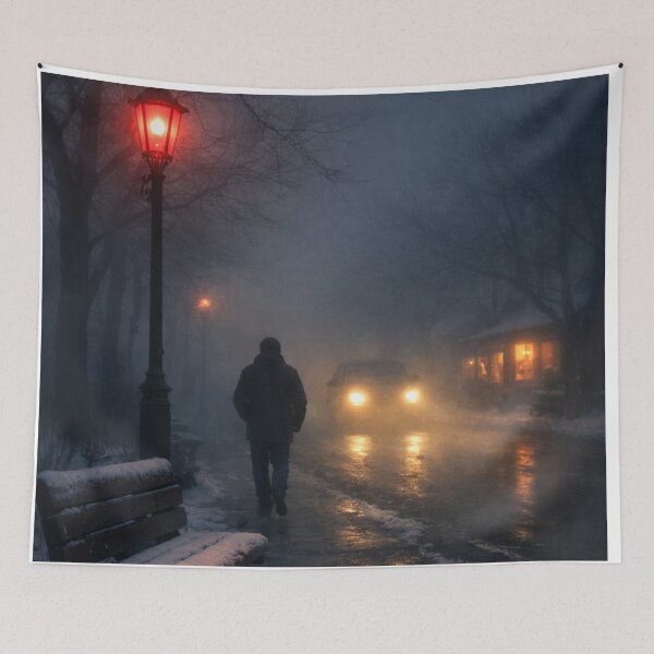 Item preview, Red Streetlight in the Fog designed and sold by PixelVibe782.