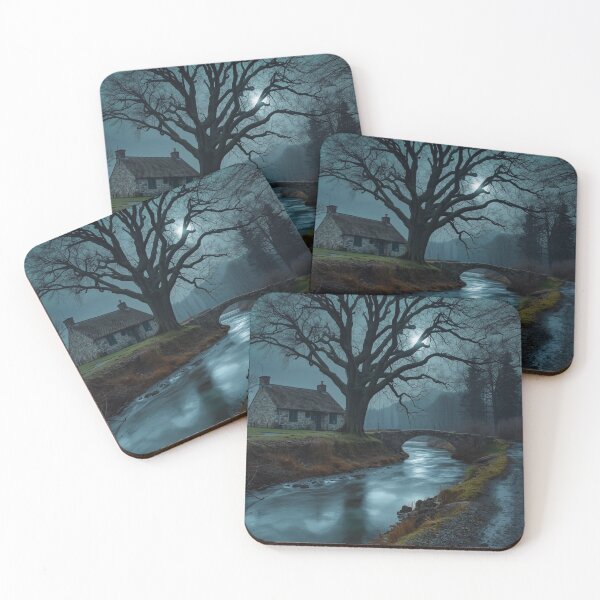 Item preview, Moonlit Riverside Cottage designed and sold by PixelVibe782.