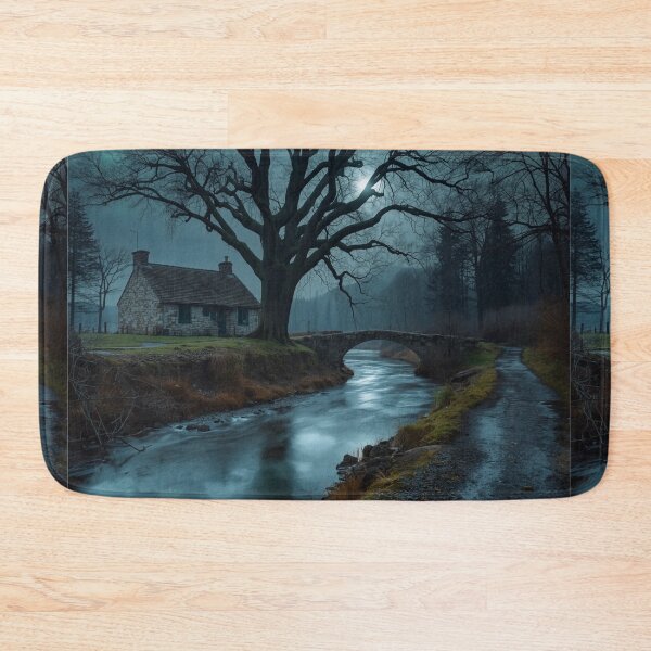 Item preview, Moonlit Riverside Cottage designed and sold by PixelVibe782.