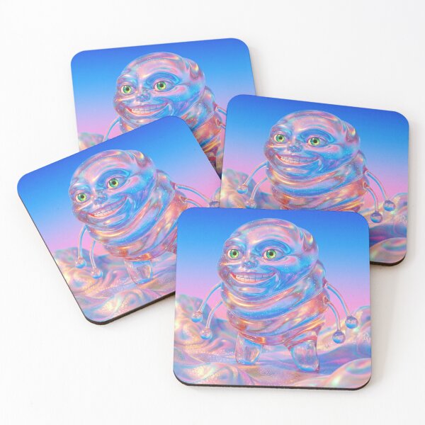 Item preview, Kawaii Iridescent Smiling Creature in Dreamy Pastel World designed and sold by maboroshilab.