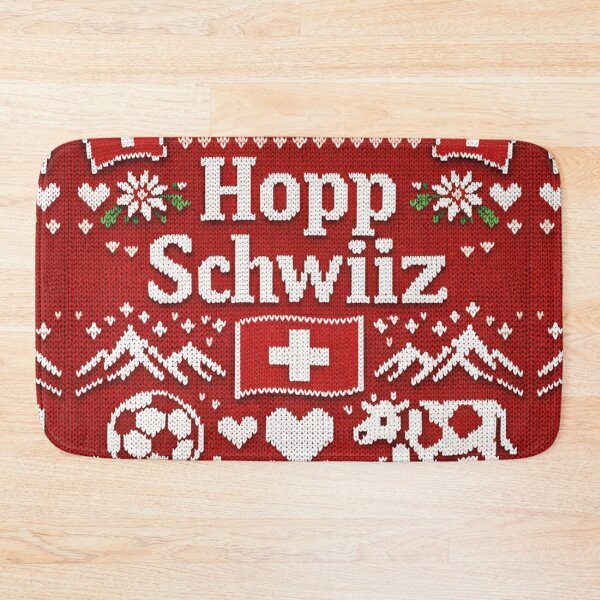 Item preview, Hopp Schwiiz knitting design with cow and mountains designed and sold by Mauswohn.