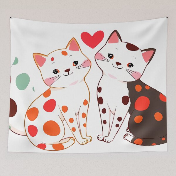 Item preview, Romantic Rose Cats – Whimsical Love Duo designed and sold by meesub.