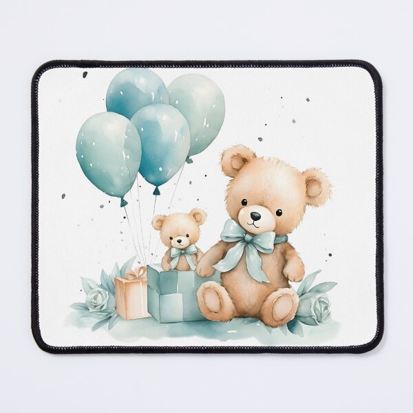 Item preview, Watercolor cute teddy bears, gift boxes, helium balloons designed and sold by CHERRY--SHOP.