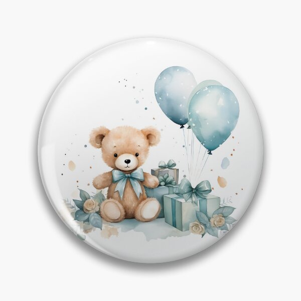Artikelvorschau, Niedlicher Teddybär in Aquarell, Geschenkboxen, mintgrüne Schleifen, Heliumballons entworfen und verkauft von CHERRY--SHOP.