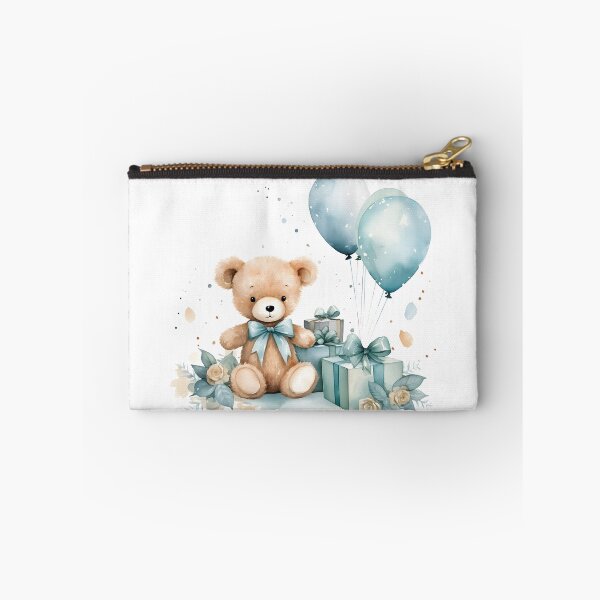 Item preview, Watercolor cute teddy bear, gift boxes, mint bows, helium balloons designed and sold by CHERRY--SHOP.