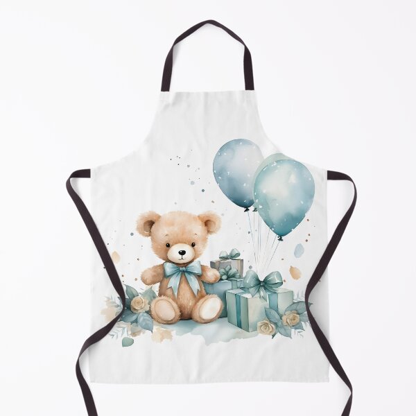 Item preview, Watercolor cute teddy bear, gift boxes, mint bows, helium balloons designed and sold by CHERRY--SHOP.