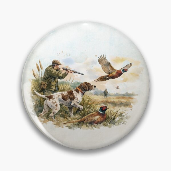 Item preview, German Shorthaired Pointer Pheasant Hunt – Watercolor Hunting Dog Art designed and sold by TammyHunterArt.