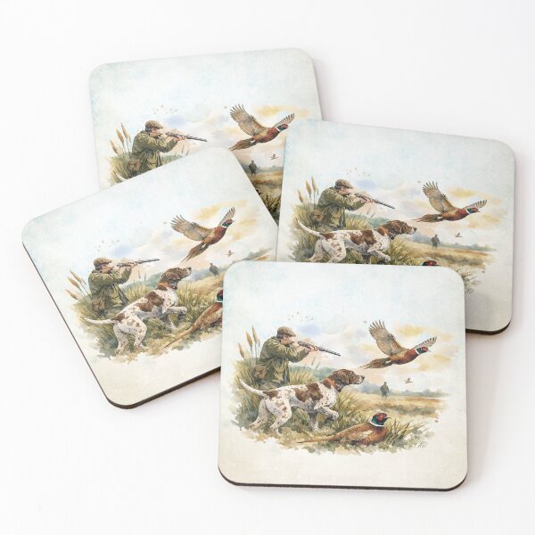 Item preview, German Shorthaired Pointer Pheasant Hunt – Watercolor Hunting Dog Art designed and sold by TammyHunterArt.