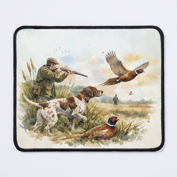 Item preview, German Shorthaired Pointer Pheasant Hunt – Watercolor Hunting Dog Art designed and sold by TammyHunterArt.
