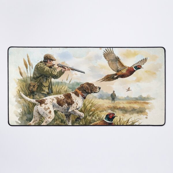 Item preview, German Shorthaired Pointer Pheasant Hunt – Watercolor Hunting Dog Art designed and sold by TammyHunterArt.