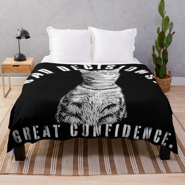 Item preview, Bad Decisions Great Confidence Cat Illustration Statement designed and sold by CreareAT.