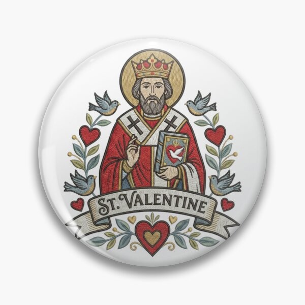 Item preview, Saint Valentine Patron of Love - Ornate Embroidery Style - Catholic Religious Art designed and sold by TheCatholicBrew.