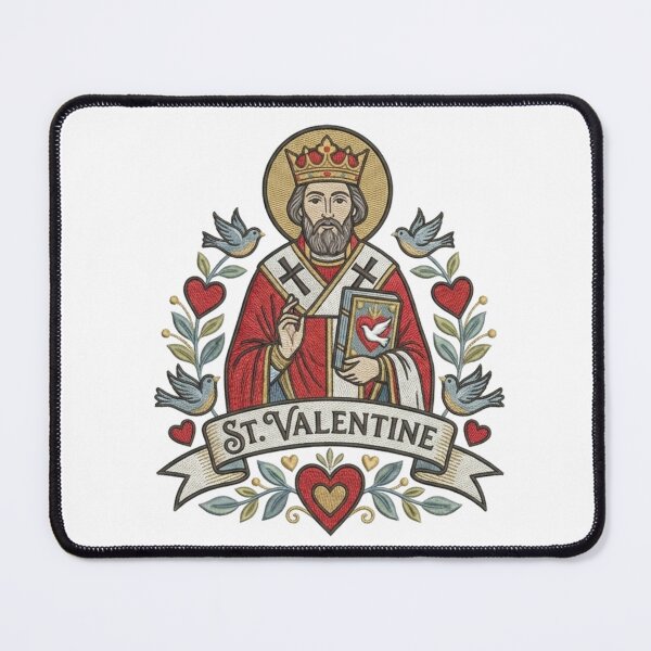 Item preview, Saint Valentine Patron of Love - Ornate Embroidery Style - Catholic Religious Art designed and sold by TheCatholicBrew.