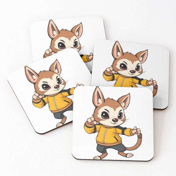 Item preview, Cute animal character wearing yellow colored sport suit posing chinese kungfu  designed and sold by Berlin-D-Prs.
