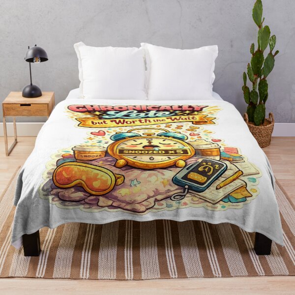 Item preview, Chronically Late but Worth the Wait – Funny Alarm Snooze Illustration designed and sold by StrayaDesign.