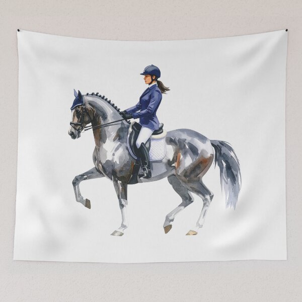 Item preview, Dressage Horse Watercolor with Rider Illustration designed and sold by Rutvain.