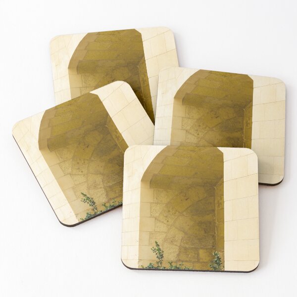Item preview, Warm Stone Archway With Greenery In Pots Along A Sunlit Beige Wall designed and sold by Nmallia.