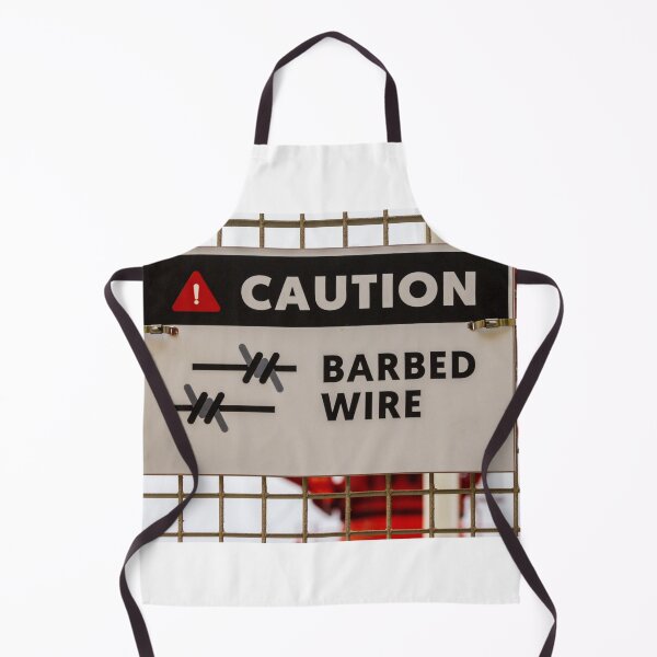 Item preview, Caution Barbed Wire Sign On Metal Fence Warns Of Hazardous Area designed and sold by Nmallia.